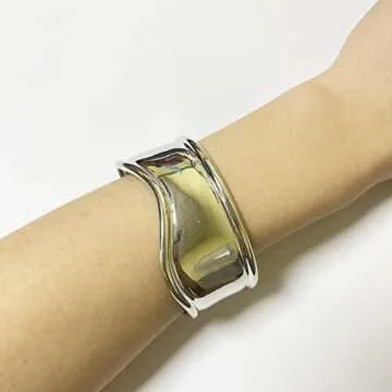 Twisted Gold Silver Cuff Bracelet for Trendy Women