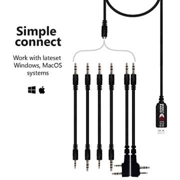 MIRKIT 6 in 1 USB Baofeng Programming Cable for Ham Radios