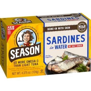 Season Sardines Wild Caught, No Salt Added, 22g Protein