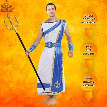 Skeleteen Gold Trident Costume Accessory - Golden Pitchfork Spear Toy Prop Weapon Staff Accessories ...