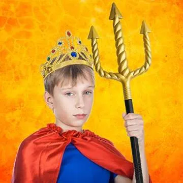 Skeleteen Gold Trident Costume Accessory - Golden Pitchfork Spear Toy Prop Weapon Staff Accessories for Adults and Kids Costumes