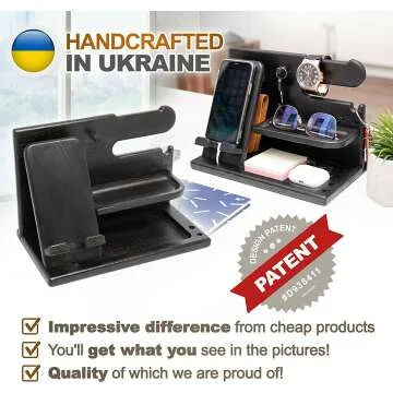 Wood Phone Docking Station & Key Holder Gift for Men