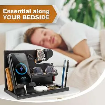 Wood Phone Docking Station & Key Holder Gift for Men