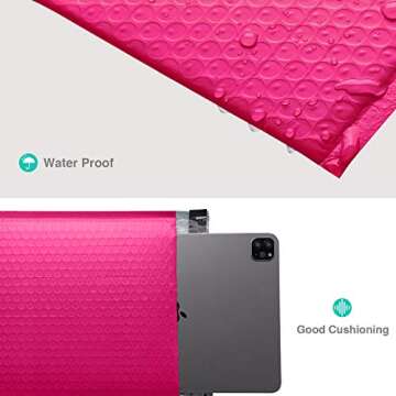 GSSUSA Pink Poly Bubble Mailers 8.5x12 Self-Seal Packaging Bags, Small Business Supplies, Padded Env...