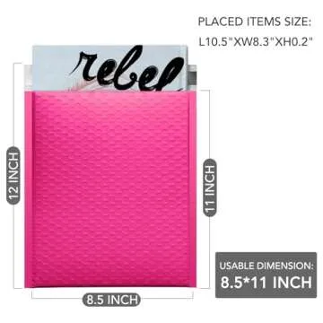 GSSUSA Pink Poly Bubble Mailers 8.5x12 Self-Seal Packaging Bags, Small Business Supplies, Padded Envelopes, Bubble Envelopes, Mailing Bags, Packaging for Small Business, Pink Bubble Mailer, 25 Pack