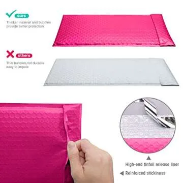 GSSUSA Pink Poly Bubble Mailers 8.5x12 Self-Seal Packaging Bags, Small Business Supplies, Padded Envelopes, Bubble Envelopes, Mailing Bags, Packaging for Small Business, Pink Bubble Mailer, 25 Pack