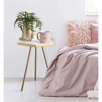 Kate and Laurel Kashvi Modern Hexagon Side Table, Stylish Accent for Any Room
