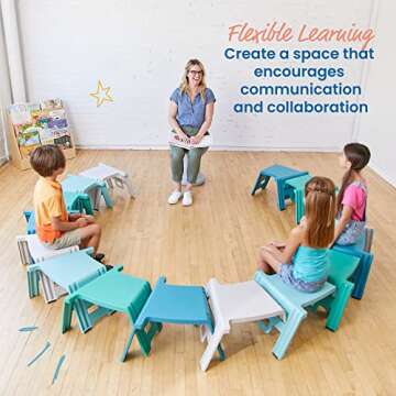 ECR4Kids Linking Stool Set, Flexible Seating, Contemporary, 4-Piece