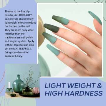 AZUREBEAUTY Dip Powder Nail Set Blue Sage Green Grey Shades, Fall Winter 6 Dark Colors Dipping Powder Starter Kit French Nail Art Manicure DIY Salon for Women, No Need Nail Lamp Cured