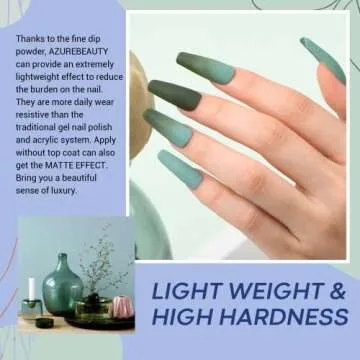 AZUREBEAUTY Dip Powder Nail Set Blue Sage Green Grey Shades, Fall Winter 6 Dark Colors Dipping Powder Starter Kit French Nail Art Manicure DIY Salon for Women, No Need Nail Lamp Cured