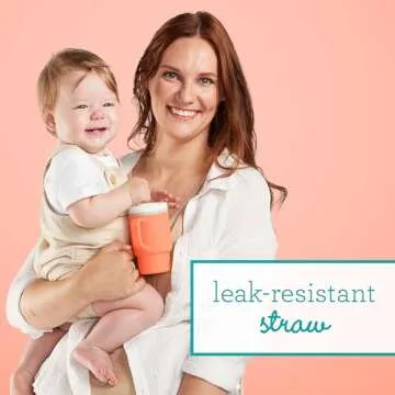 Infantino My 1st Tumbler – Adorable Miniature Tumbler with Leak-Resistant Straw and Toddler-Friendly Handle, Encourages Hydration, Easy to Clean, 9 fl. oz, Creamsicle