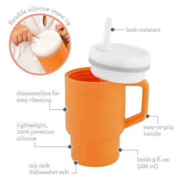 Infantino My 1st Tumbler – Adorable Miniature Tumbler with Leak-Resistant Straw and Toddler-Friendly Handle, Encourages Hydration, Easy to Clean, 9 fl. oz, Creamsicle