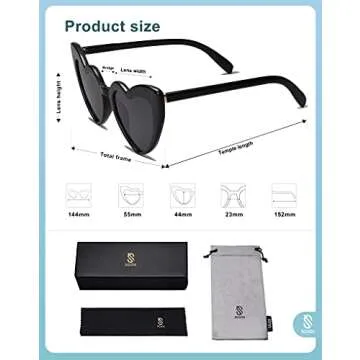 SOJOS Heart Shaped Sunglasses Clout Goggle Vintage Cat Eye Mod Style Retro Glasses Kurt Cobain SJ2062 with Black Frame/Grey Lens