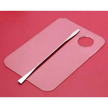 ONLYKXY 2 Pieces Makeup Palette and Spatula, Acrylic Cosmetic Palette, Nail Art Eye Shadow Lipsticks Mixing Makeup Tools