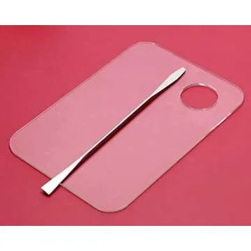 ONLYKXY 2 Pieces Makeup Palette and Spatula, Acrylic Cosmetic Palette, Nail Art Eye Shadow Lipsticks Mixing Makeup Tools