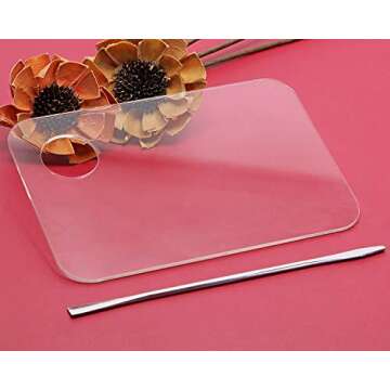 ONLYKXY 2 Pieces Makeup Palette and Spatula, Acrylic Cosmetic Palette, Nail Art Eye Shadow Lipsticks Mixing Makeup Tools