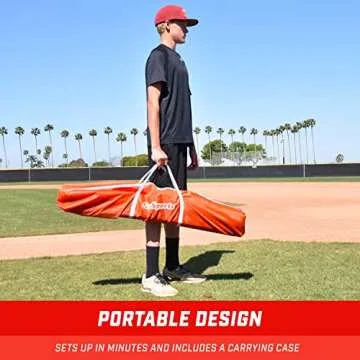GoSports 7 ft x 7 ft Baseball & Softball Practice Hitting & Pitching Net with Bow Type Frame, Carry Bag and Strike Zone, Great for All Skill Levels