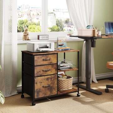 DEVAISE 3 Drawer Mobile File Cabinet - Stylish Rolling Storage Solution for Home Office