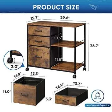 DEVAISE 3 Drawer Mobile File Cabinet for Easy Organization