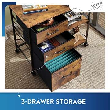DEVAISE 3 Drawer Mobile File Cabinet for Easy Organization