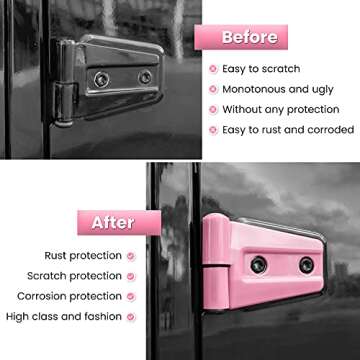 E-cowlboy Door Hinge Cover Trim Exterior Accessories for Jeep Wrangler JK JKU Sport Rubicon Sahara X Unlimited 2-Door & 4-Door 2007-2018 (Pink 8PCS)