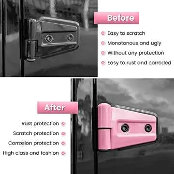 E-cowlboy Door Hinge Cover Trim Exterior Accessories for Jeep Wrangler JK JKU Sport Rubicon Sahara X Unlimited 2-Door & 4-Door 2007-2018 (Pink 8PCS)