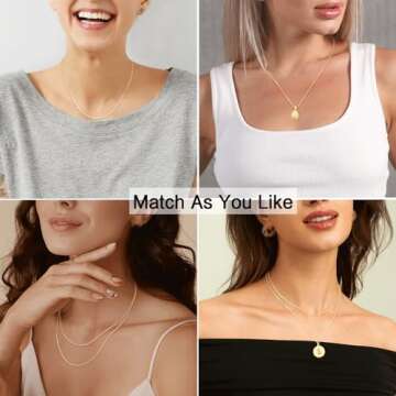 Jewlpire Italian 14K Real Over Gold Chain Necklace for Women, 1.1mm Cable Chain Necklace Gold Chain for Women Hypoallergenic & Comfortable Women's Chain Necklaces 18 Inch