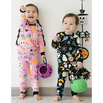 VAENAIT BABY Infant Kids Toddler Boys Girls Halloween Novelty Pajama Set Horror Night Black L