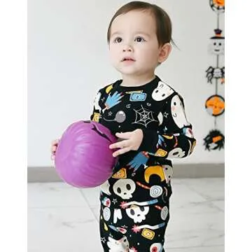 VAENAIT BABY Infant Kids Toddler Boys Girls Halloween Novelty Pajama Set Horror Night Black L