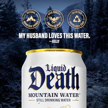 Liquid Death Still Mountain Water 12-Pack for Refreshing Hydration