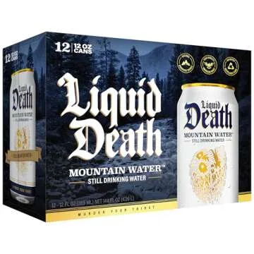 Liquid Death Still Mountain Water 12-Pack for Refreshing Hydration
