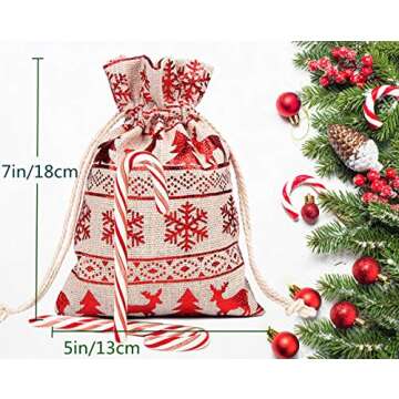 Christmas Burlap Bags - 12 Pcs Drawstring Favor Bags for Gifts and Crafts