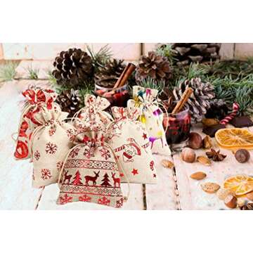 Christmas Burlap Bags with Drawstring for Stylish Gifting