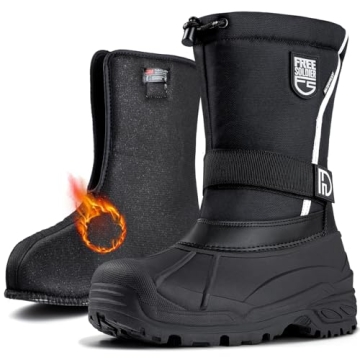 FREE SOLDIER Mens Snow Boots Insulated Waterproof Hiking Winter Shoes Nonslip Outdoor Ankle Cold Wea...