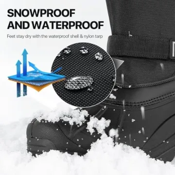 FREE SOLDIER Mens Snow Boots Insulated Waterproof Hiking Winter Shoes Nonslip Outdoor Ankle Cold Weather Boots with Warm Inner(Black,10)