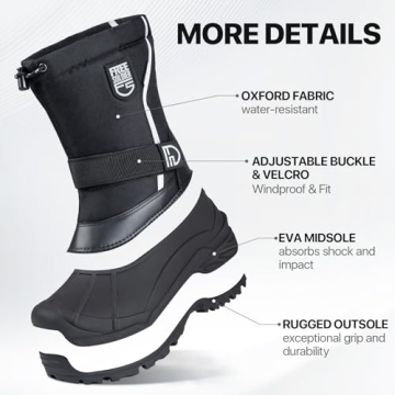 FREE SOLDIER Mens Snow Boots Insulated Waterproof Hiking Winter Shoes Nonslip Outdoor Ankle Cold Weather Boots with Warm Inner(Black,10)
