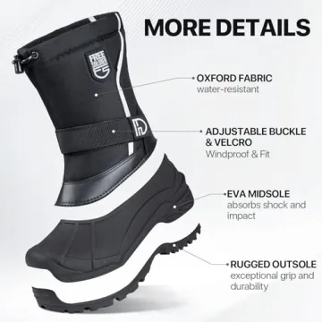 FREE SOLDIER Mens Snow Boots Insulated Waterproof Hiking Winter Shoes Nonslip Outdoor Ankle Cold Weather Boots with Warm Inner(Black,10)