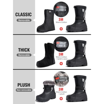 FREE SOLDIER Mens Snow Boots Insulated Waterproof Hiking Winter Shoes Nonslip Outdoor Ankle Cold Weather Boots with Warm Inner(Black,10)