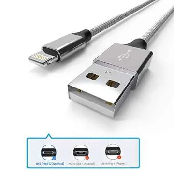 iPhone Charger WZK MFi Certified 5Pack 6FT Charger Cable Nylon Braided Extra Long High Speed Data Sync Transfer Lightning Cable Compatible iPhone 11/Pro/Xs Max/X/8/7/Plus/6S/6/SE2/5S and More - Sliver