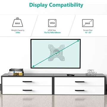 WALI TV Wall Mount - Articulating Full Motion Install for 13-32 Inch LED Screens