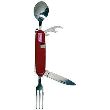 Coleman Camping Utensil Set, Stainless Steel 4-in-1 Tool: Fork, Knife, Spoon & Bottle Opener for Out...