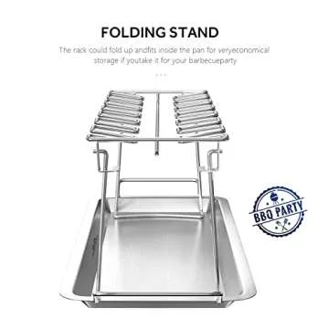 G.a HOMEFAVOR Chicken Leg Wing Rack 14 Slots Stainless Steel Metal Roaster Stand with Drip Tray for Smoker Grill or Oven, Dishwasher Safe, Non-Stick, Great for BBQ, Picnic