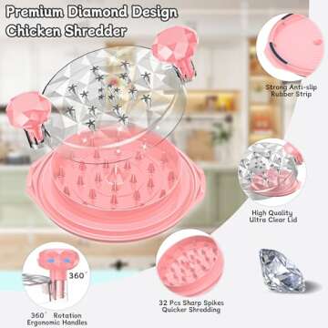 Chicken Shredder Tool Twist Large with Brush, 10" Pro Visible Kitchen Meat Shredder Grinder Machine,...