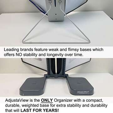 Ultimate Office AdjustaView 10-Pocket Desk Reference Organizer with Easy-Load Pockets and Compact Weighted Base for Maximum Stability (Colored Pockets)