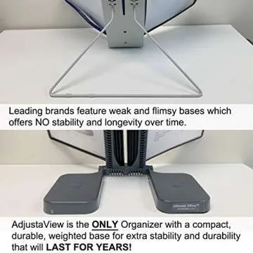 Ultimate Office AdjustaView 10-Pocket Desk Reference Organizer with Easy-Load Pockets and Compact Weighted Base for Maximum Stability (Colored Pockets)