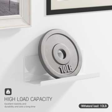 PAVSTINE Acrylic Wall Floating Shelves Set of 2, Wall Shelves White 12 Inch Adhesive Wall Organizer Adhesive Shelf for Bathroom, Kitchen, Bedroom, Office, Gaming Room, No Damage for Wall, No Drill