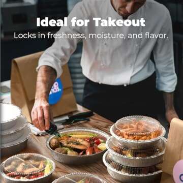 Fit Meal Prep 45 Pack 9" Round Aluminum Pans with Lids