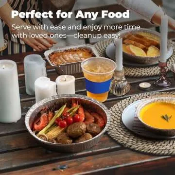 Fit Meal Prep 45 Pack 9" Round Aluminum Pans with Lids