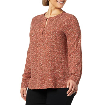 Amazon Essentials Women's Long-Sleeve Woven Blouse, Rust Leopard Print, Small