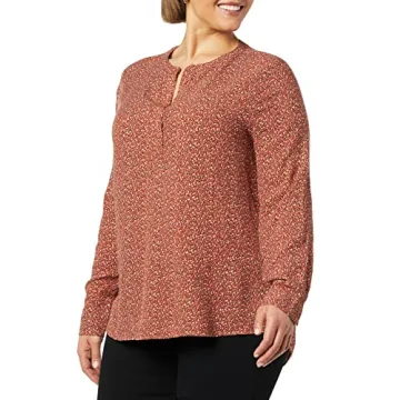 Amazon Essentials Women's Long-Sleeve Woven Blouse, Rust Leopard Print, Small